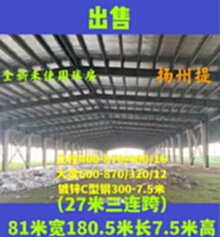 江苏扬州全新钢结构出售81*180.5*7.5