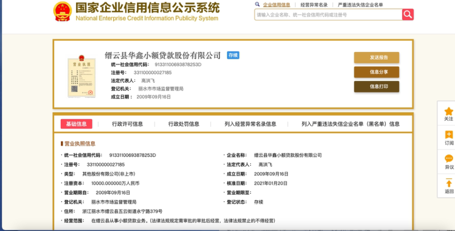 华鑫小额贷款股份公司10%股权网络拍卖公告