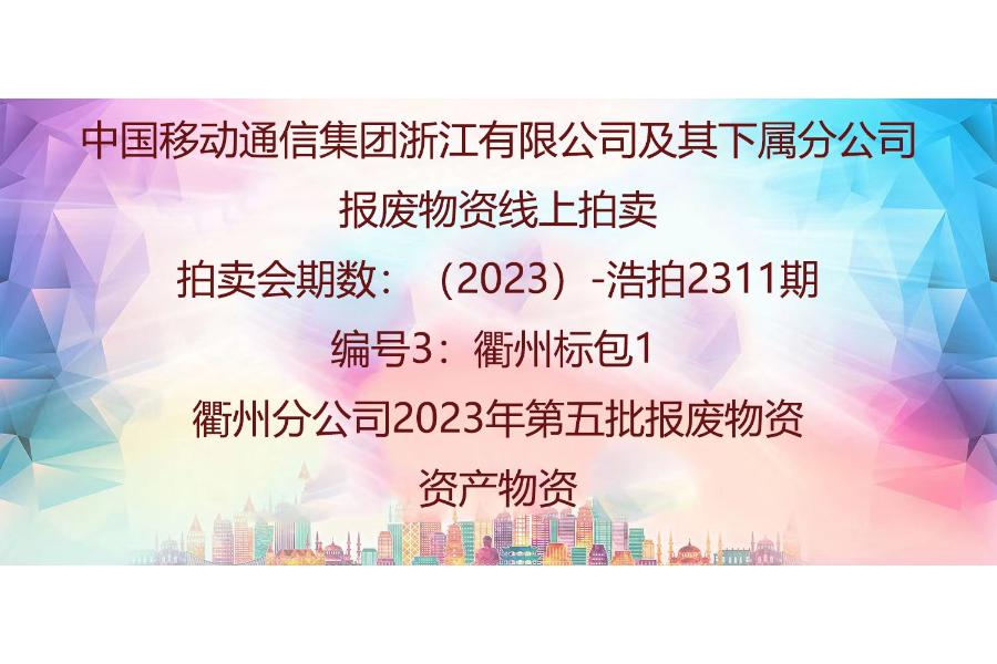 编号3：衢州标包1  衢州分公司2023年第五批报废物资 资产物资网络拍卖公告