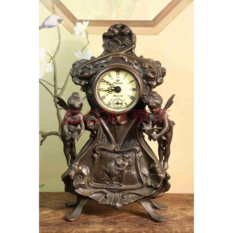 D2483 旧藏珍品 纯铜天使机械钟表摆件网络拍卖公告