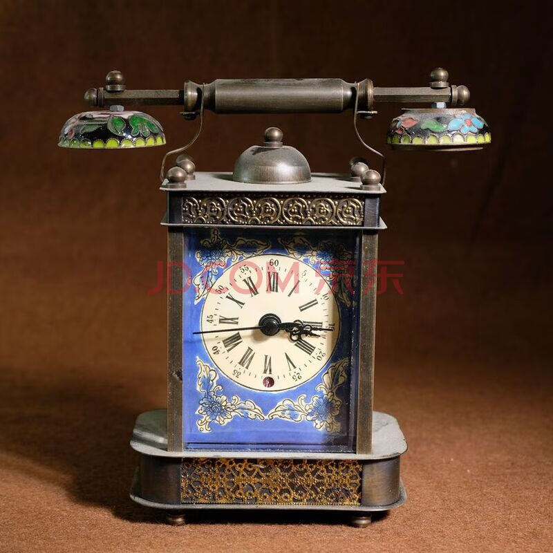 D3926 纯铜景泰蓝古典机械钟表 尺寸约18517575.4mm网络拍卖公告